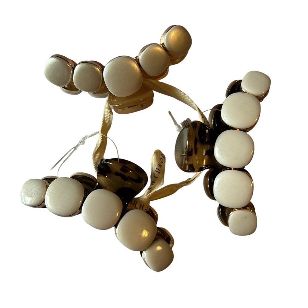 Anthropologie Square Pearl  Hair Claw Clips Set Of 3